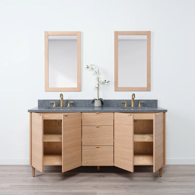 Ashbury 72" Natural White Oak Bathroom Vanity, Double Sink