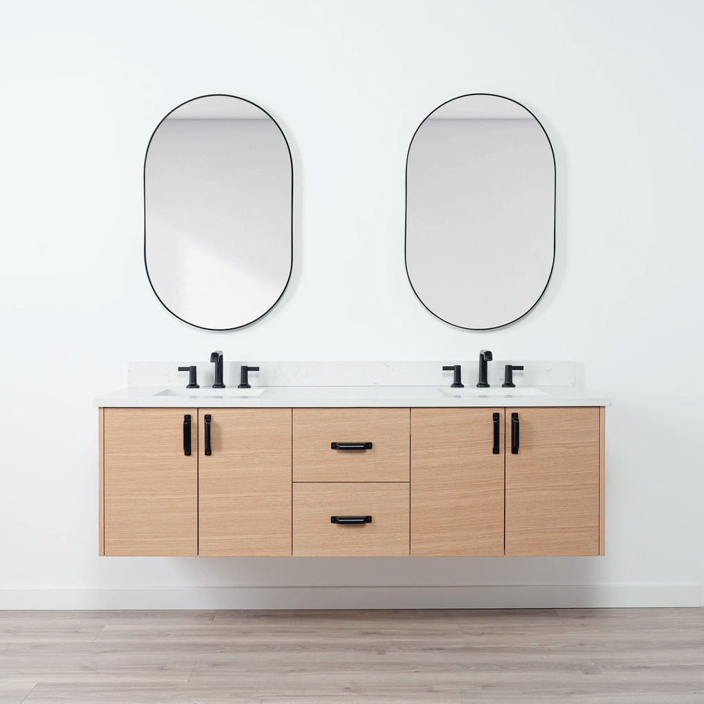 
                  
                    Ashbury 72" Wall Mount Natural White Oak Bathroom Vanity, Double Sink
                  
                