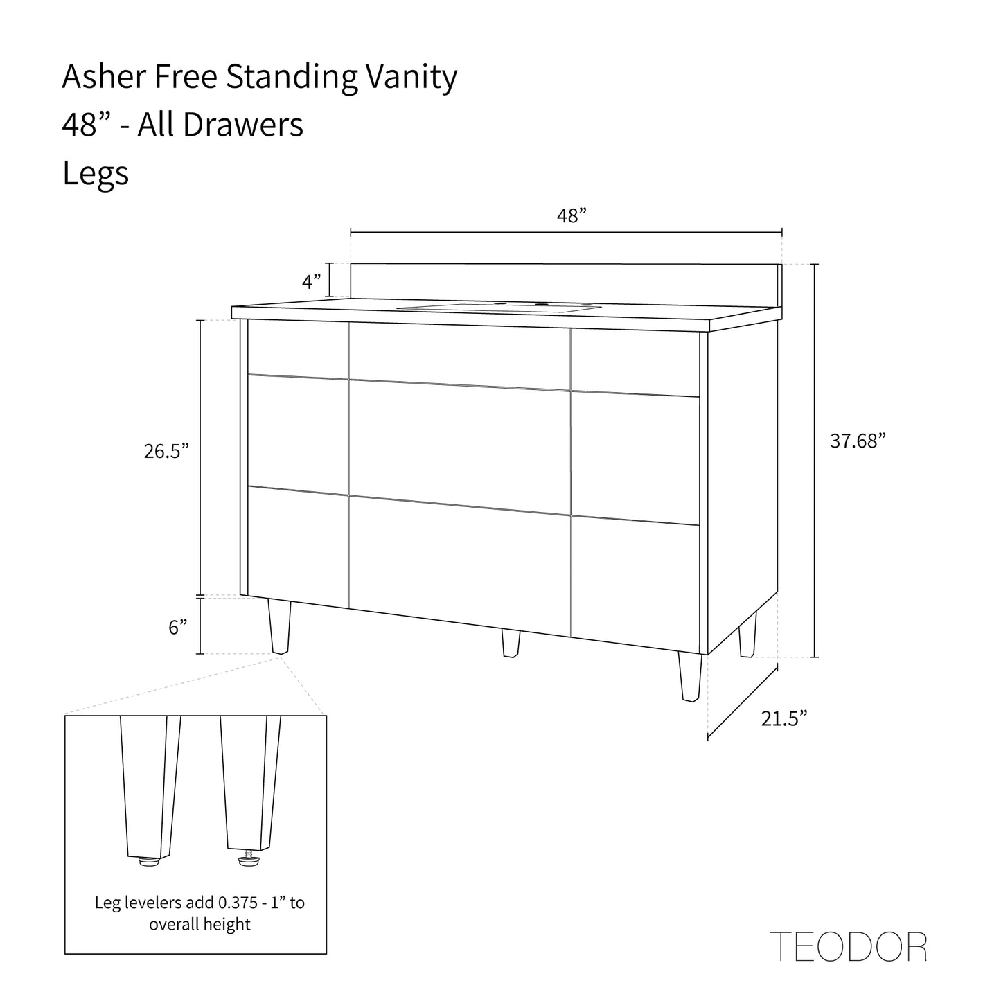 
                  
                    Asher 48" American Black Walnut Bathroom Vanity - Teodor Vanities United States
                  
                