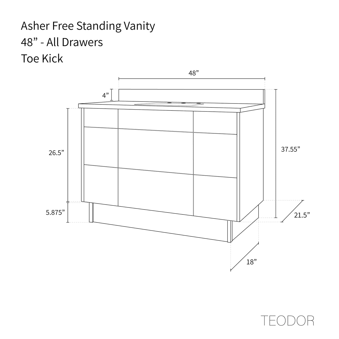 
                  
                    Asher 48" American Black Walnut Bathroom Vanity - Teodor Vanities United States
                  
                