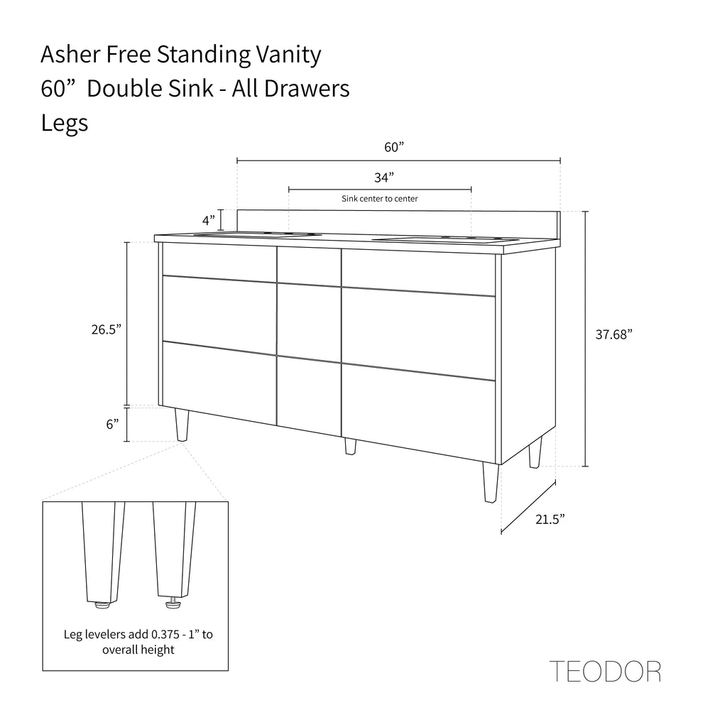 
                  
                    Asher 60" American Black Walnut Bathroom Vanity, Double Sink - Teodor Vanities United States
                  
                