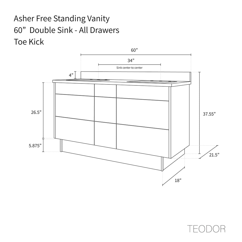 
                  
                    Asher 60" American Black Walnut Bathroom Vanity, Double Sink
                  
                