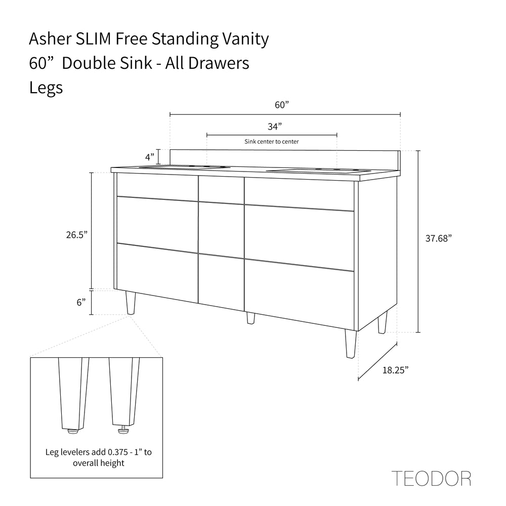 
                  
                    Asher SLIM 60" American Black Walnut Bathroom Vanity, Double Sink - Teodor Vanities United States
                  
                