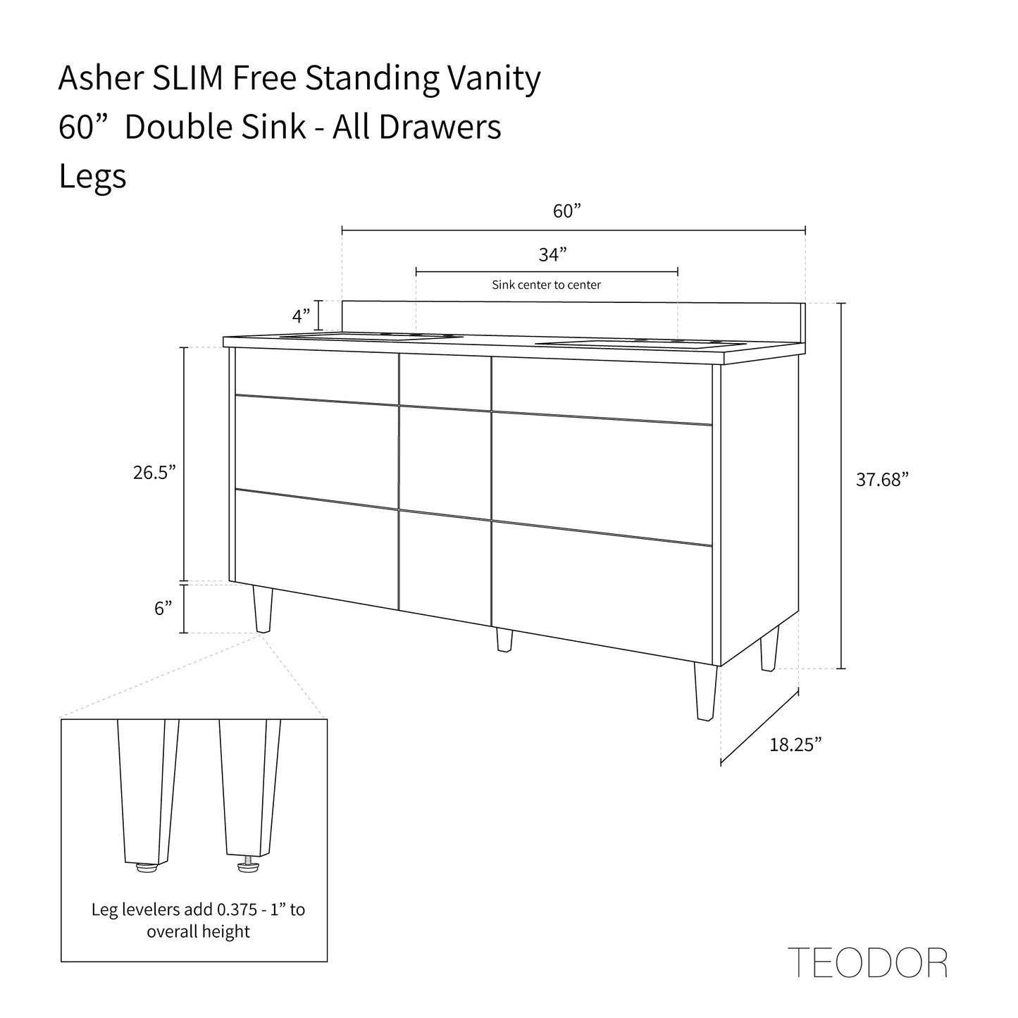 
                  
                    Asher SLIM 60" American Black Walnut Bathroom Vanity, Double Sink - Teodor Vanities United States
                  
                