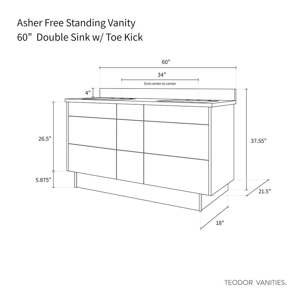 
                  
                    Asher 60" American Black Walnut Bathroom Vanity, Double Sink
                  
                