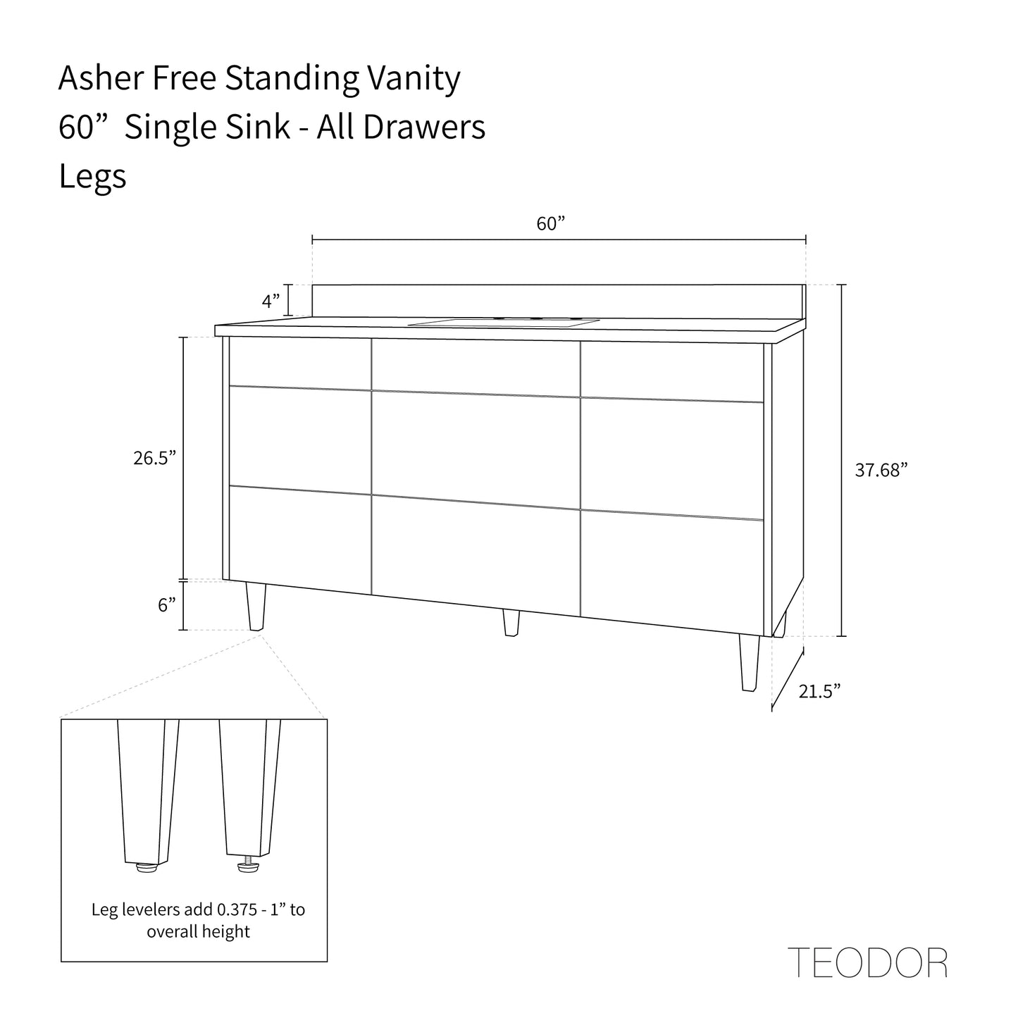 
                  
                    Asher 60" American Black Walnut Bathroom Vanity - Teodor Vanities United States
                  
                