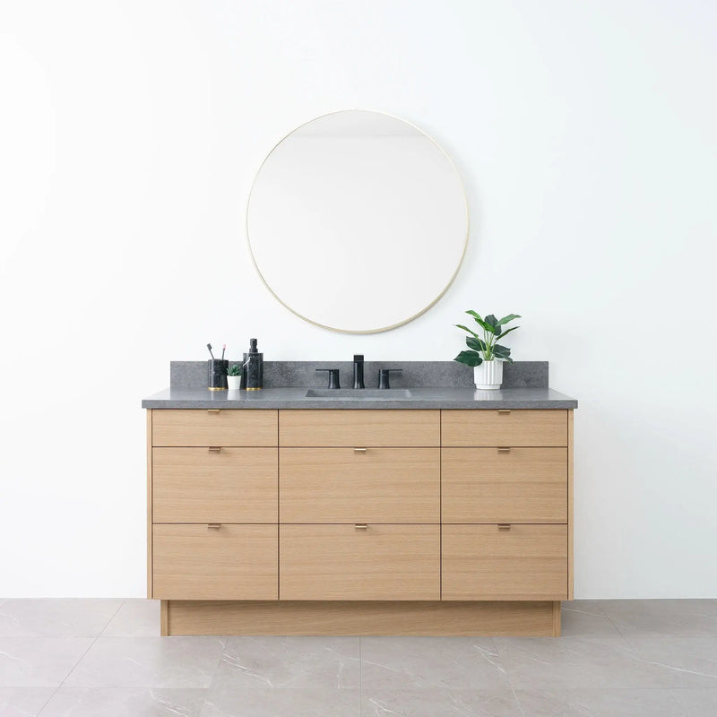 Asher 60" Natural White Oak Bathroom Vanity