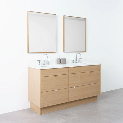 Asher 60" Natural White Oak Bathroom Vanity, Double Sink