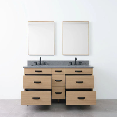 Asher 60" Natural White Oak Bathroom Vanity, Double Sink - Teodor Vanities United States