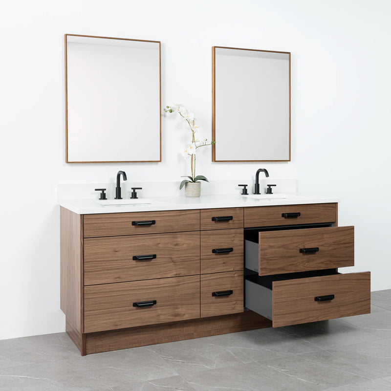Asher 72" American Black Walnut Bathroom Vanity, Double Sink