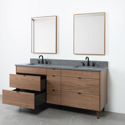 Asher 72" American Black Walnut Bathroom Vanity, Double Sink