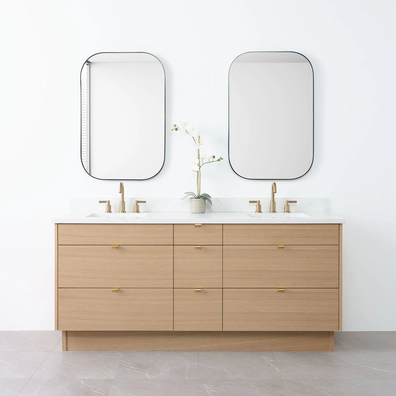 Asher 72" Natural White Oak Bathroom Vanity, Double Sink