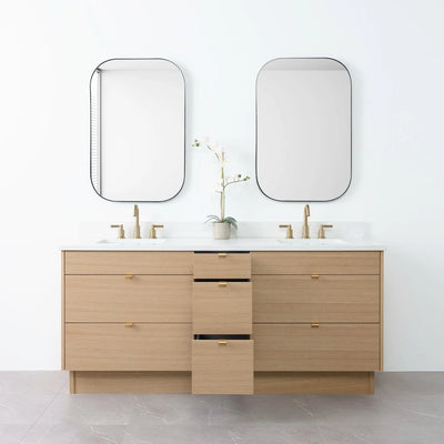 Asher 72" Natural White Oak Bathroom Vanity, Double Sink