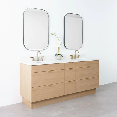 Asher 72" Natural White Oak Bathroom Vanity, Double Sink