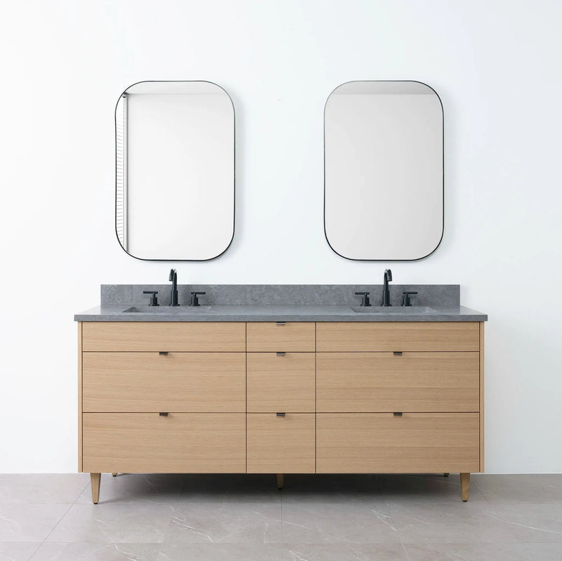 Asher 72" Natural White Oak Bathroom Vanity, Double Sink - Teodor Vanities United States