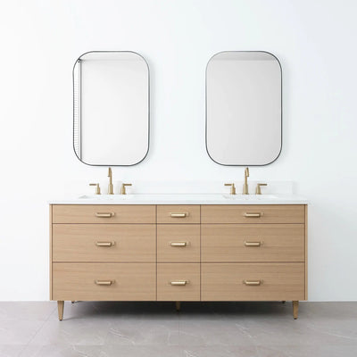 Asher 72" Natural White Oak Bathroom Vanity, Double Sink
