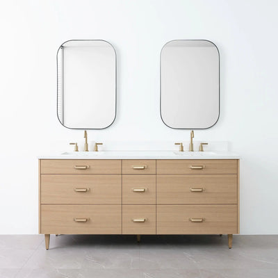 Asher 72" Natural White Oak Bathroom Vanity, Double Sink - Teodor Vanities United States