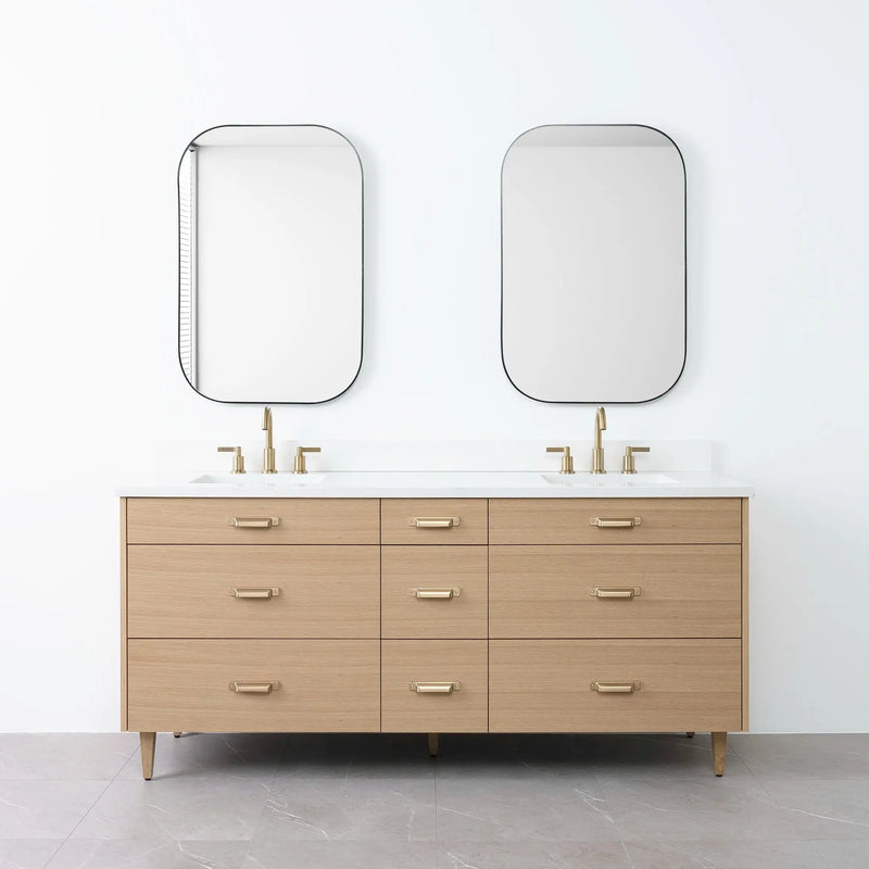 Asher 72" Natural White Oak Bathroom Vanity, Double Sink - Teodor Vanities United States