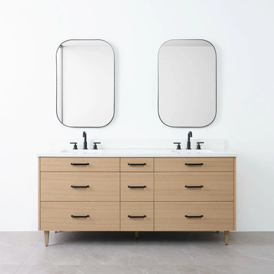 Asher 72" Natural White Oak Bathroom Vanity, Double Sink