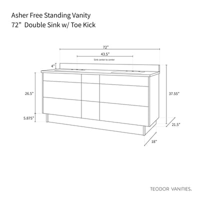 Asher 72" Natural White Oak Bathroom Vanity, Double Sink - Teodor Vanities United States