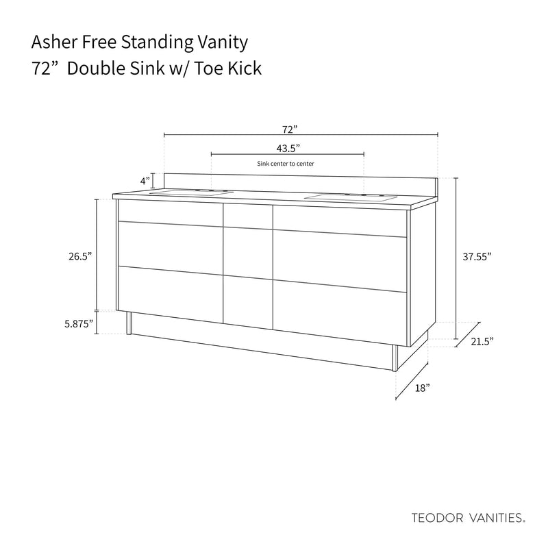 Asher 72" Natural White Oak Bathroom Vanity, Double Sink