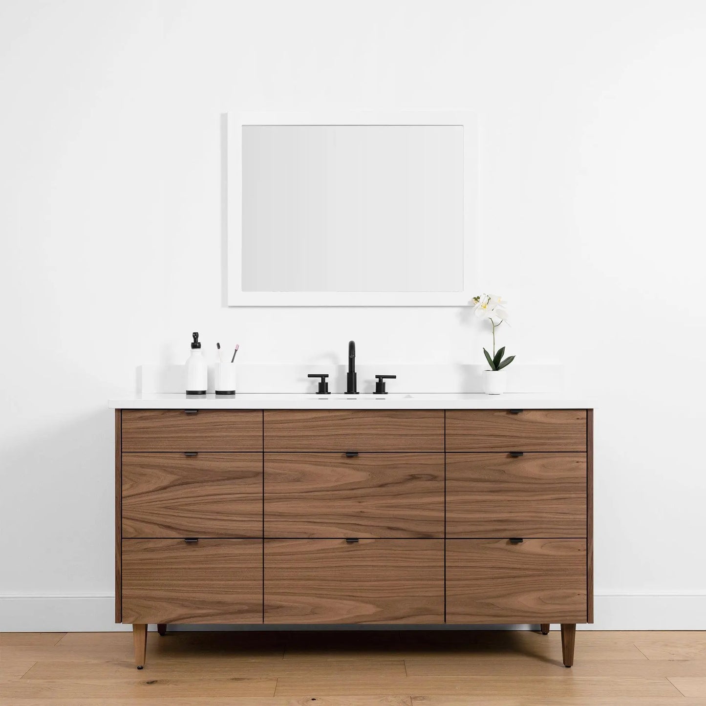 Asher SLIM 60" American Black Walnut Bathroom Vanity - Teodor Vanities United States