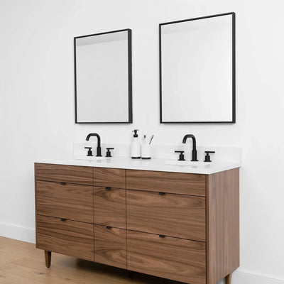 Asher SLIM 60" American Black Walnut Bathroom Vanity, Double Sink