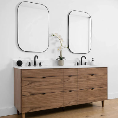 Asher SLIM 72" American Black Walnut Bathroom Vanity, Double Sink