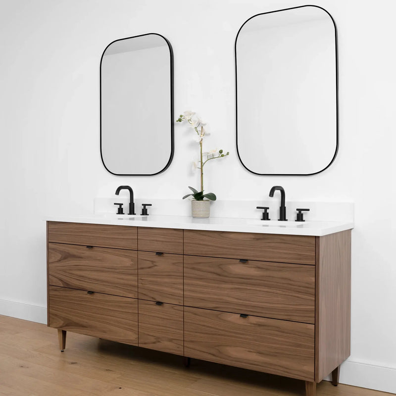 Asher SLIM 72" American Black Walnut Bathroom Vanity, Double Sink