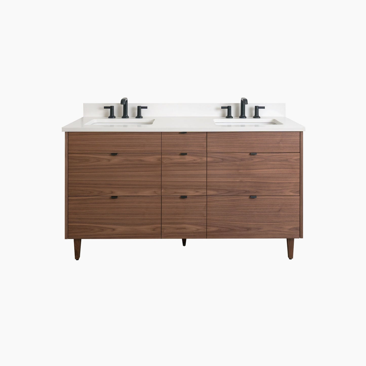 
                  
                    Asher Stainless SLIM 60" American Black Walnut Bathroom Vanity, Double Sink Teodor Bathroom Vanity United States
                  
                