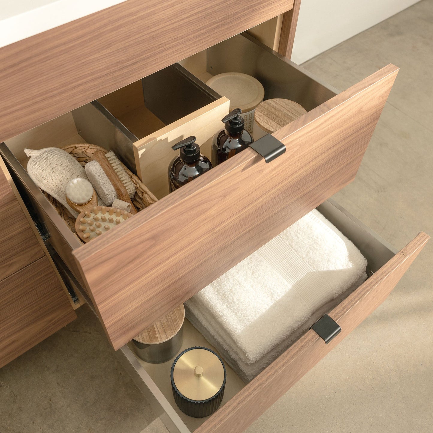 
                  
                    Asher Stainless SLIM 60" American Black Walnut Bathroom Vanity, Double Sink Teodor Bathroom Vanity United States
                  
                