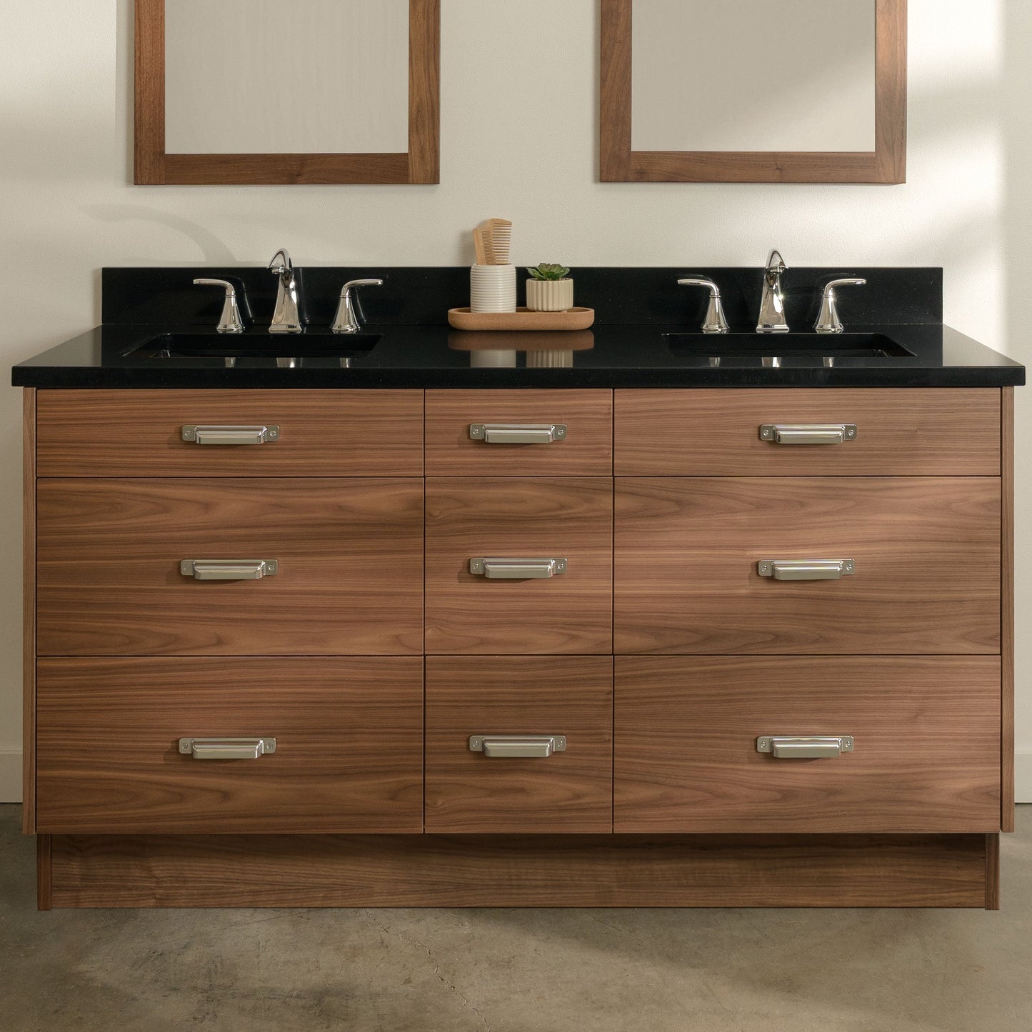 
                  
                    Asher Stainless SLIM 60" American Black Walnut Bathroom Vanity, Double Sink Teodor Bathroom Vanity United States
                  
                