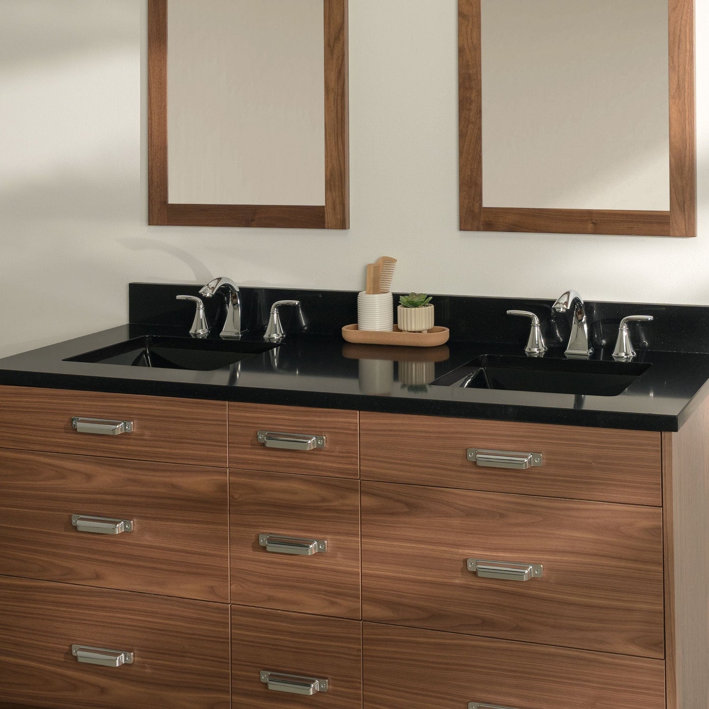 
                  
                    Asher Stainless SLIM 60" American Black Walnut Bathroom Vanity, Double Sink Teodor Bathroom Vanity United States
                  
                