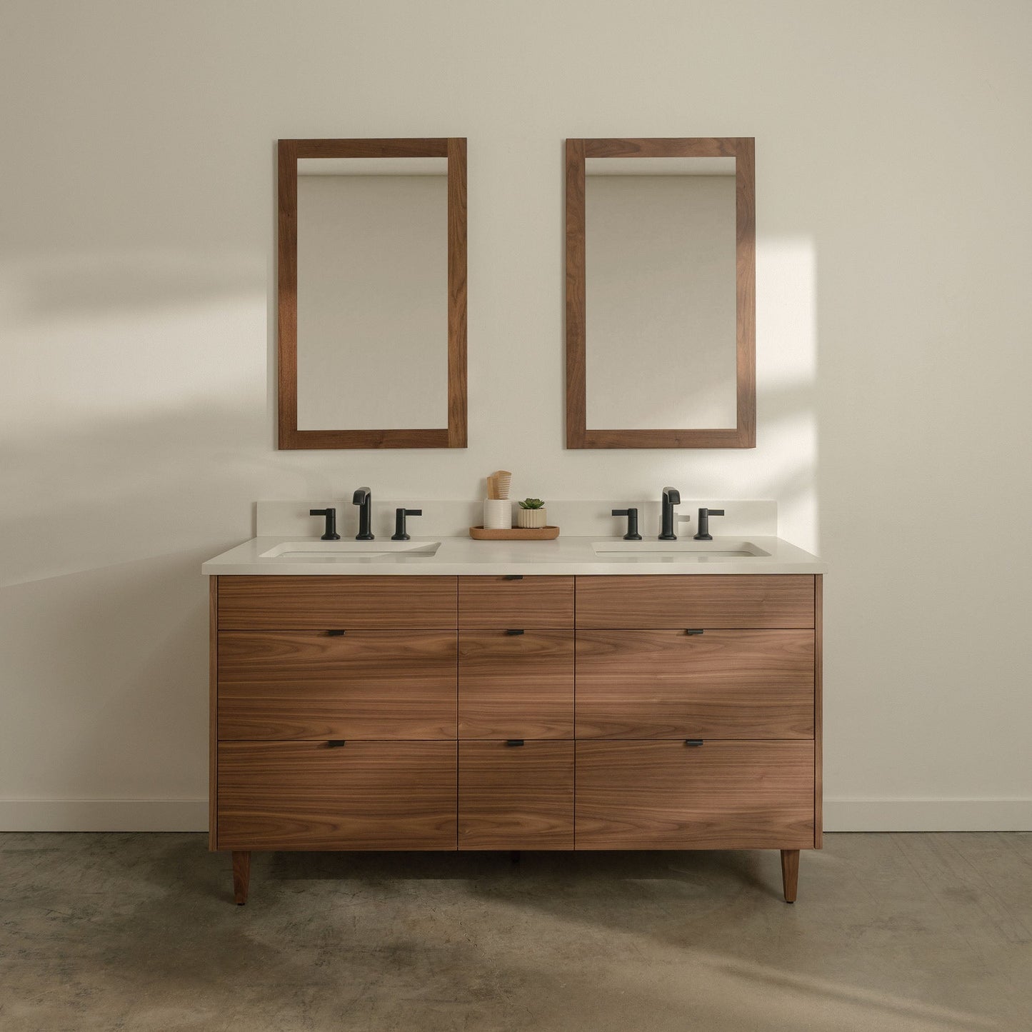 
                  
                    Asher Stainless SLIM 60" American Black Walnut Bathroom Vanity, Double Sink Teodor Bathroom Vanity United States
                  
                