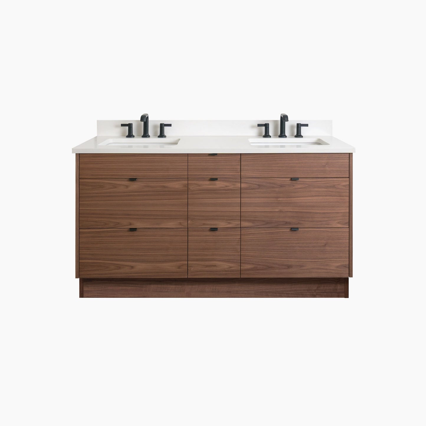 
                  
                    Asher Stainless SLIM 60" American Black Walnut Bathroom Vanity, Double Sink Teodor Bathroom Vanity United States
                  
                