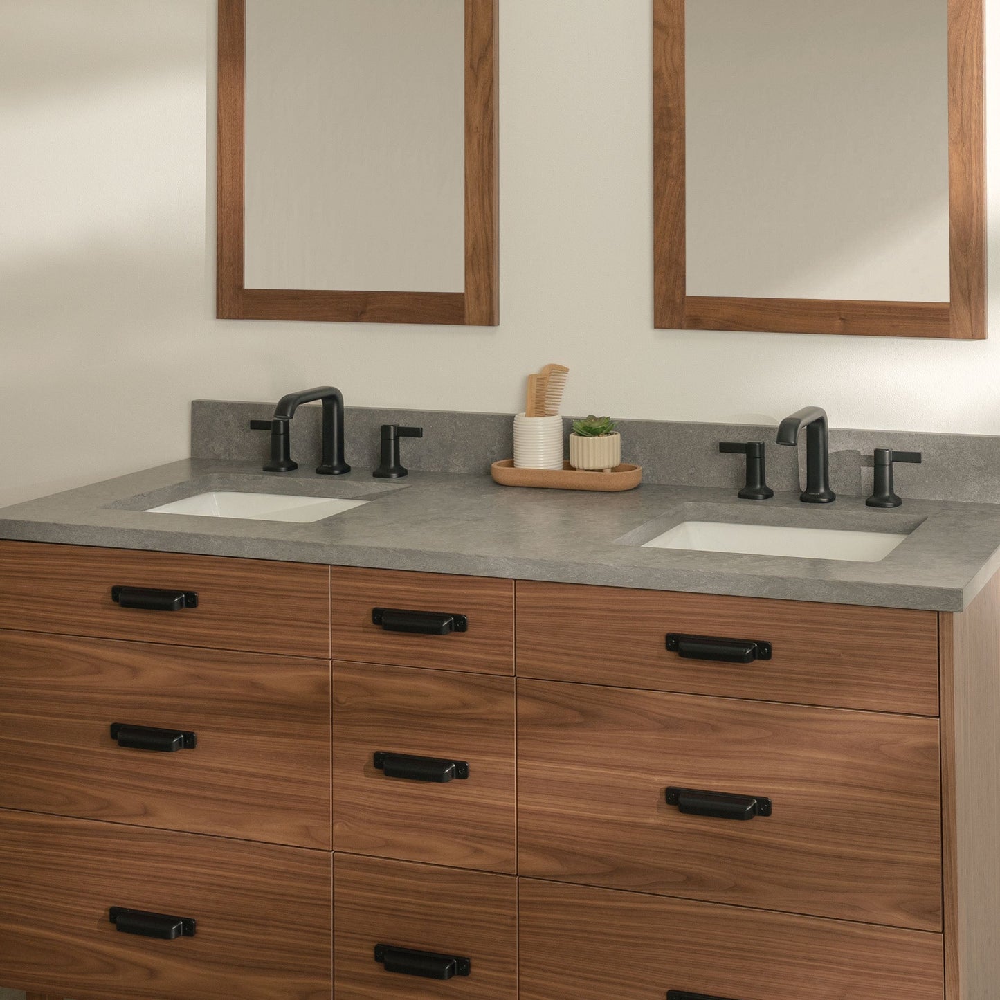 
                  
                    Asher Stainless SLIM 60" American Black Walnut Bathroom Vanity, Double Sink Teodor Bathroom Vanity United States
                  
                