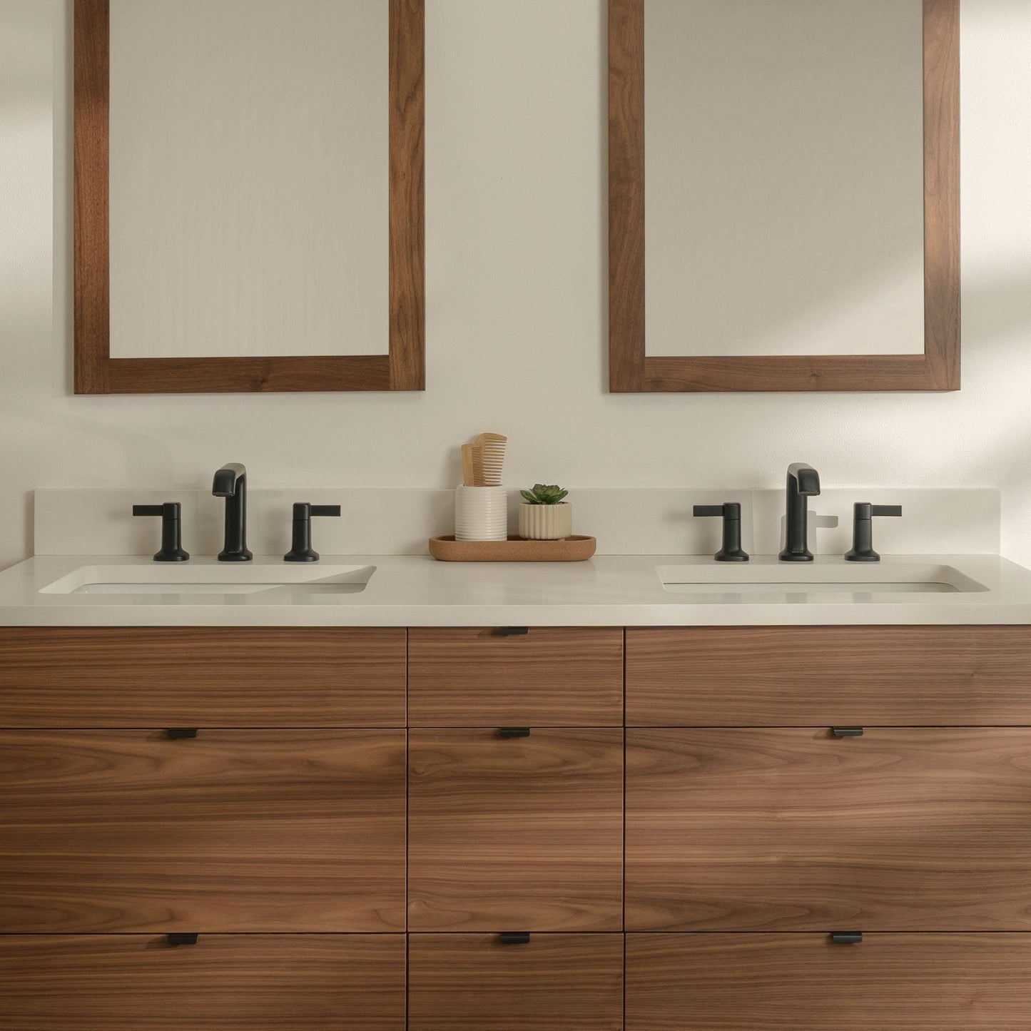 
                  
                    Asher Stainless SLIM 60" American Black Walnut Bathroom Vanity, Double Sink Teodor Bathroom Vanity United States
                  
                