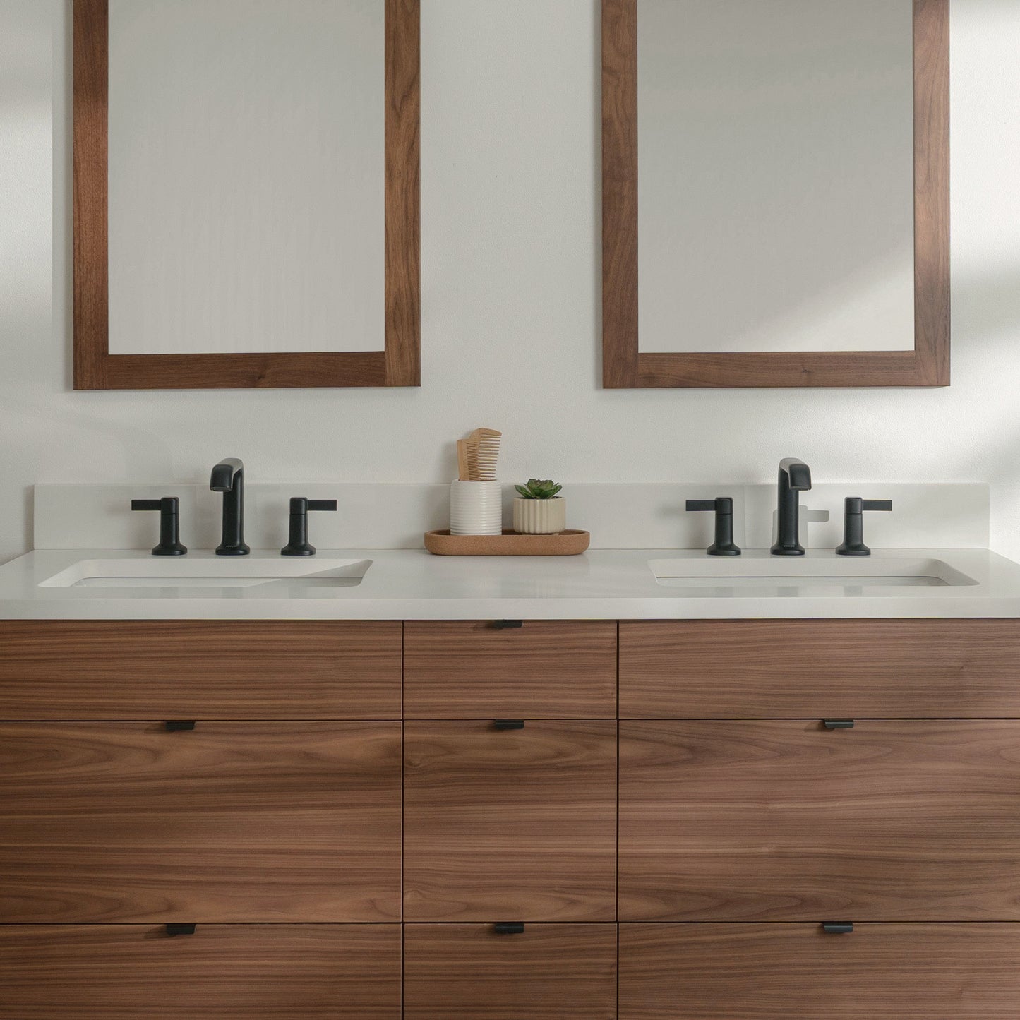 
                  
                    Asher Stainless SLIM 60" American Black Walnut Bathroom Vanity, Double Sink
                  
                