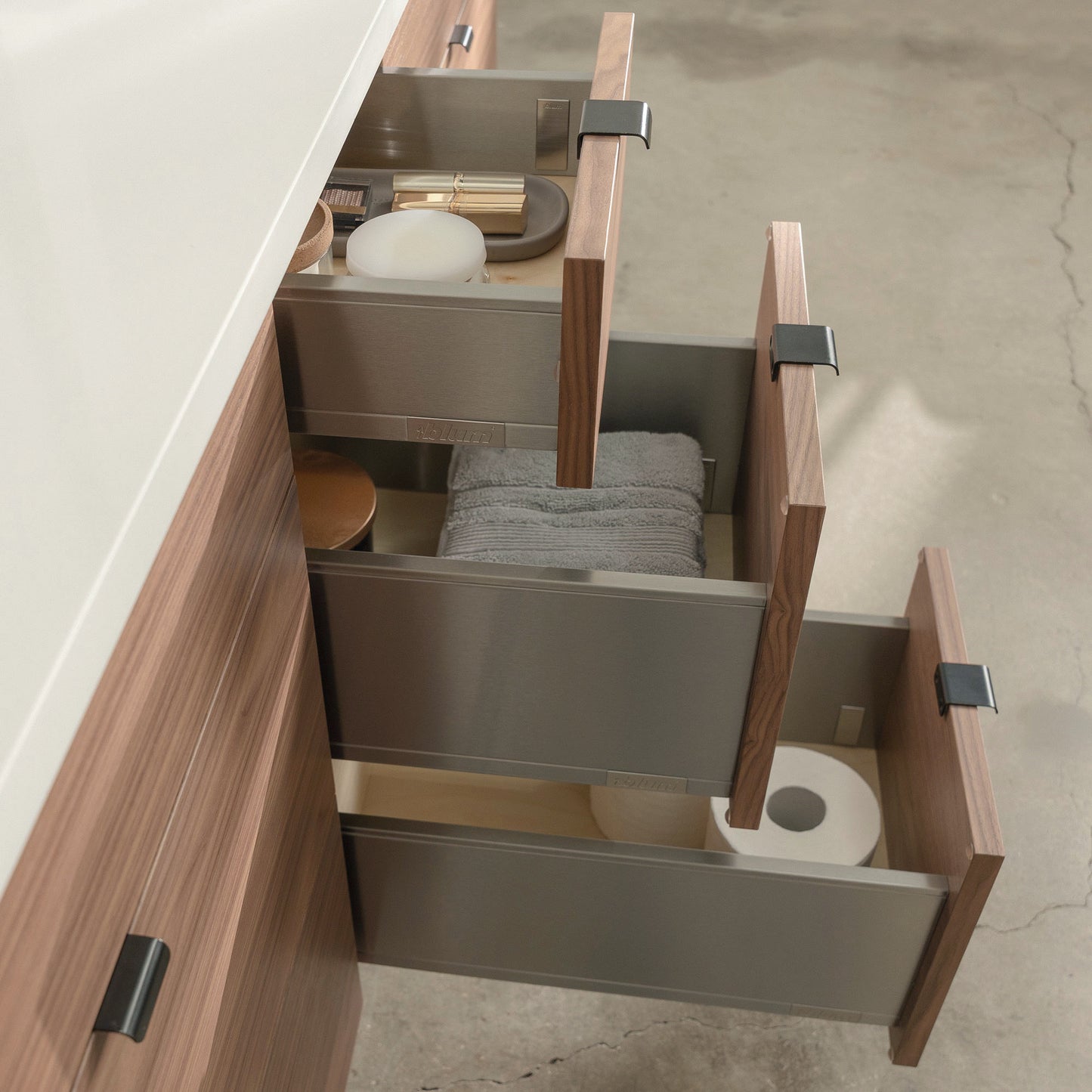 
                  
                    Asher Stainless SLIM 60" American Black Walnut Bathroom Vanity, Double Sink
                  
                