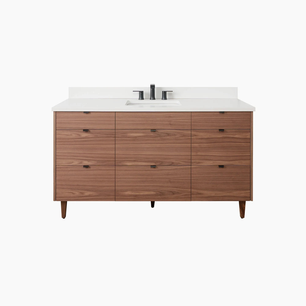 Asher Stainless SLIM 60" American Black Walnut Bathroom Vanity Teodor Bathroom Vanity United States