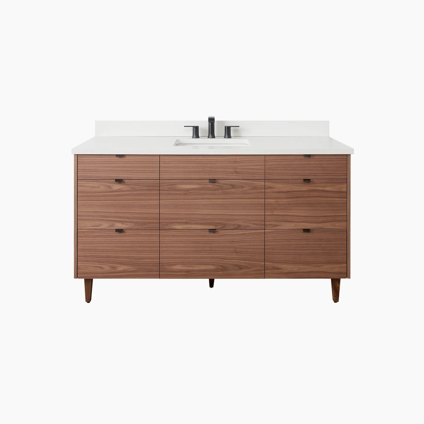 Asher Stainless SLIM 60" American Black Walnut Bathroom Vanity Teodor Bathroom Vanity United States