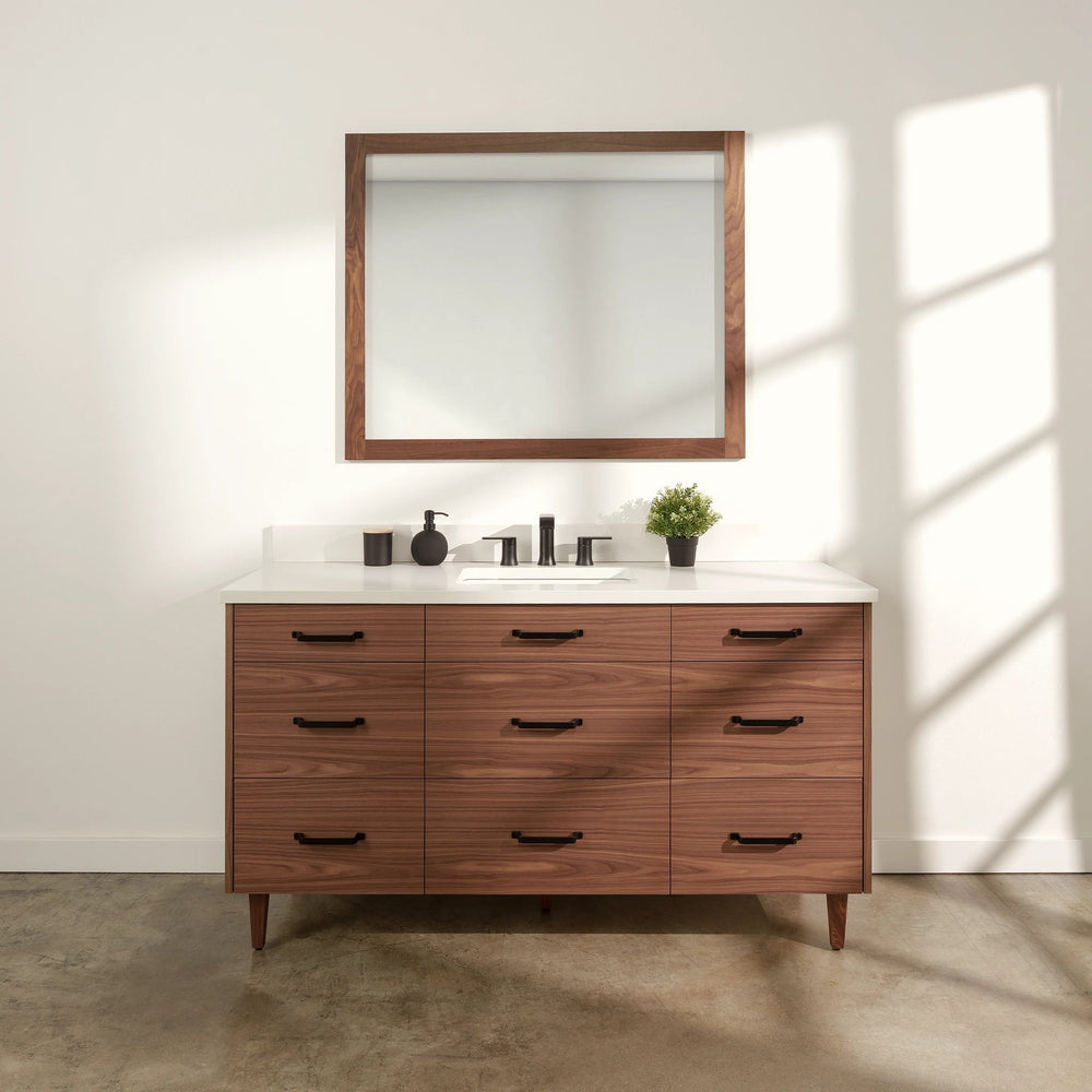 Asher Stainless SLIM 60" American Black Walnut Bathroom Vanity Teodor Bathroom Vanity United States