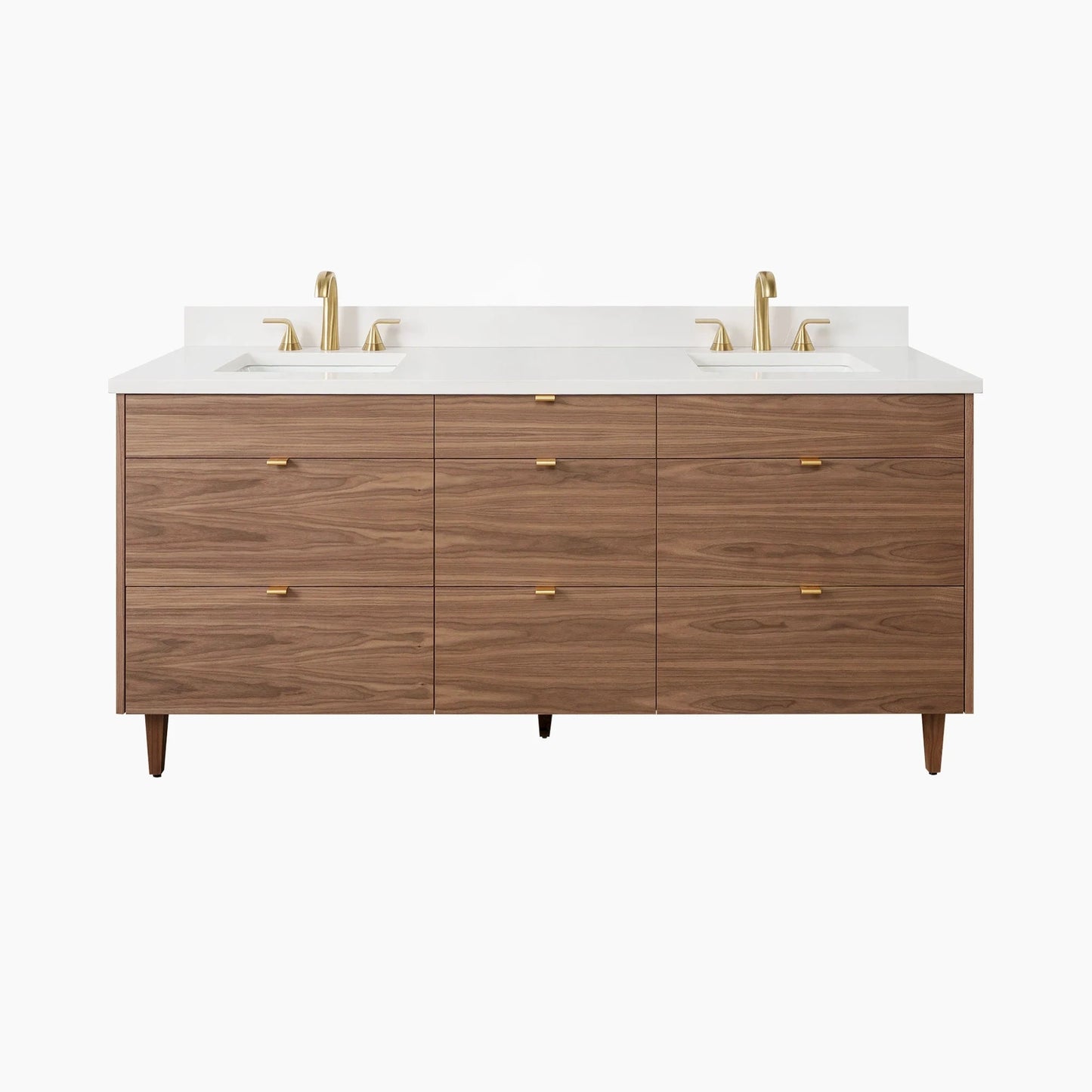 Asher Stainless SLIM 72" American Black Walnut Bathroom Vanity, Double Sink Teodor Bathroom Vanity United States