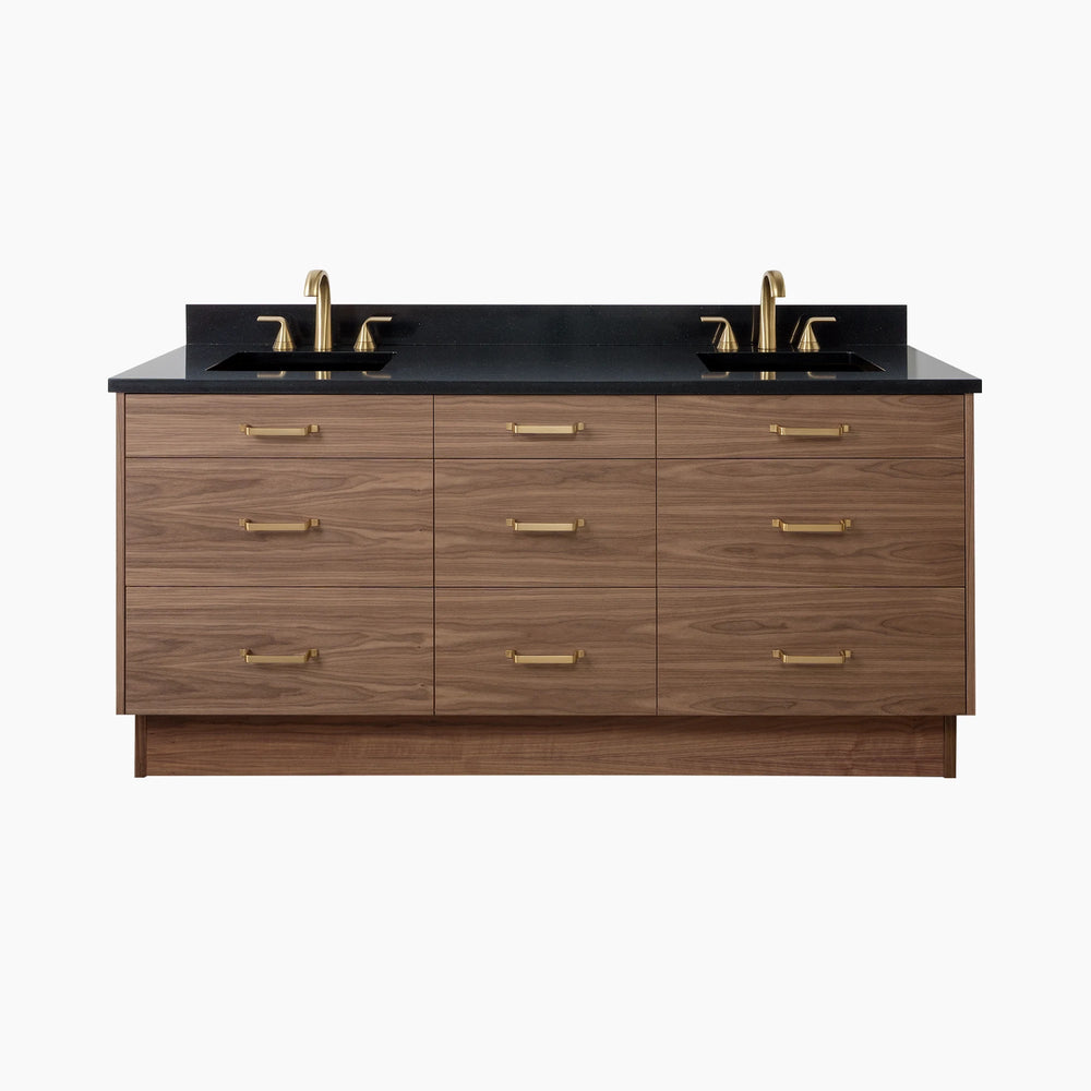 
                  
                    Asher Stainless SLIM 72" American Black Walnut Bathroom Vanity, Double Sink Teodor Bathroom Vanity United States
                  
                