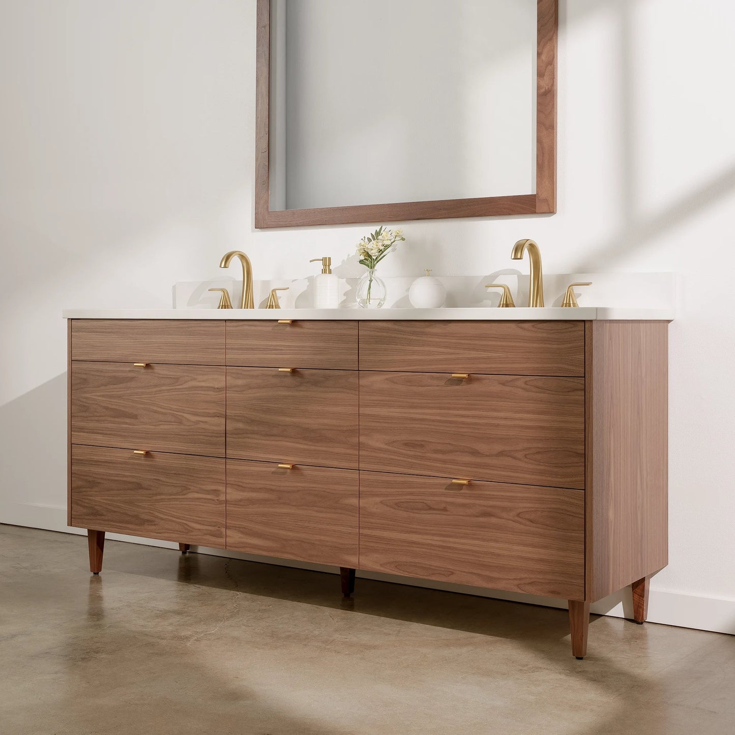 
                  
                    Asher Stainless SLIM 72" American Black Walnut Bathroom Vanity, Double Sink Teodor Bathroom Vanity United States
                  
                