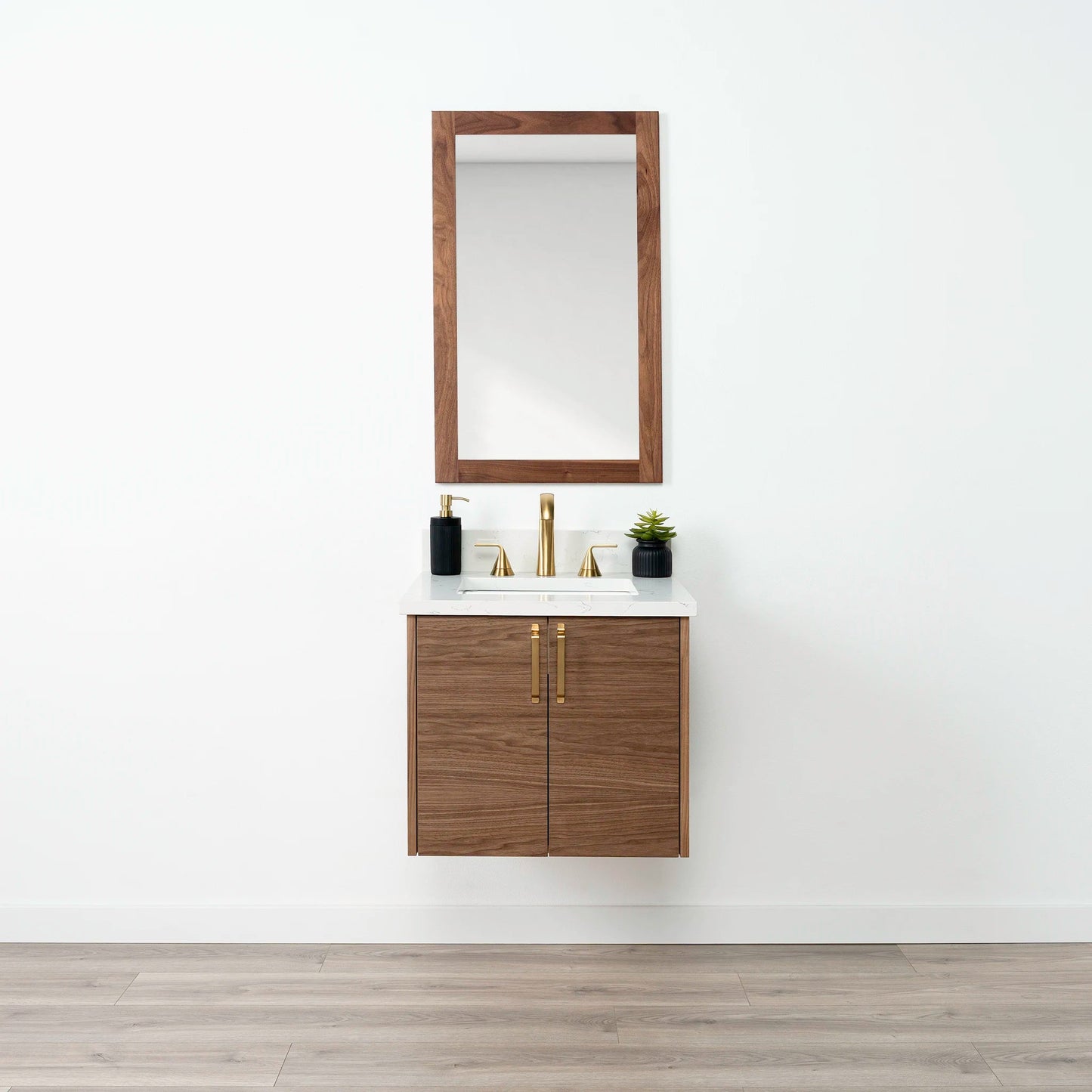 Austin SLIM 24" Wall Mount American Black Walnut Bathroom Vanity Teodor Bathroom Vanity United States