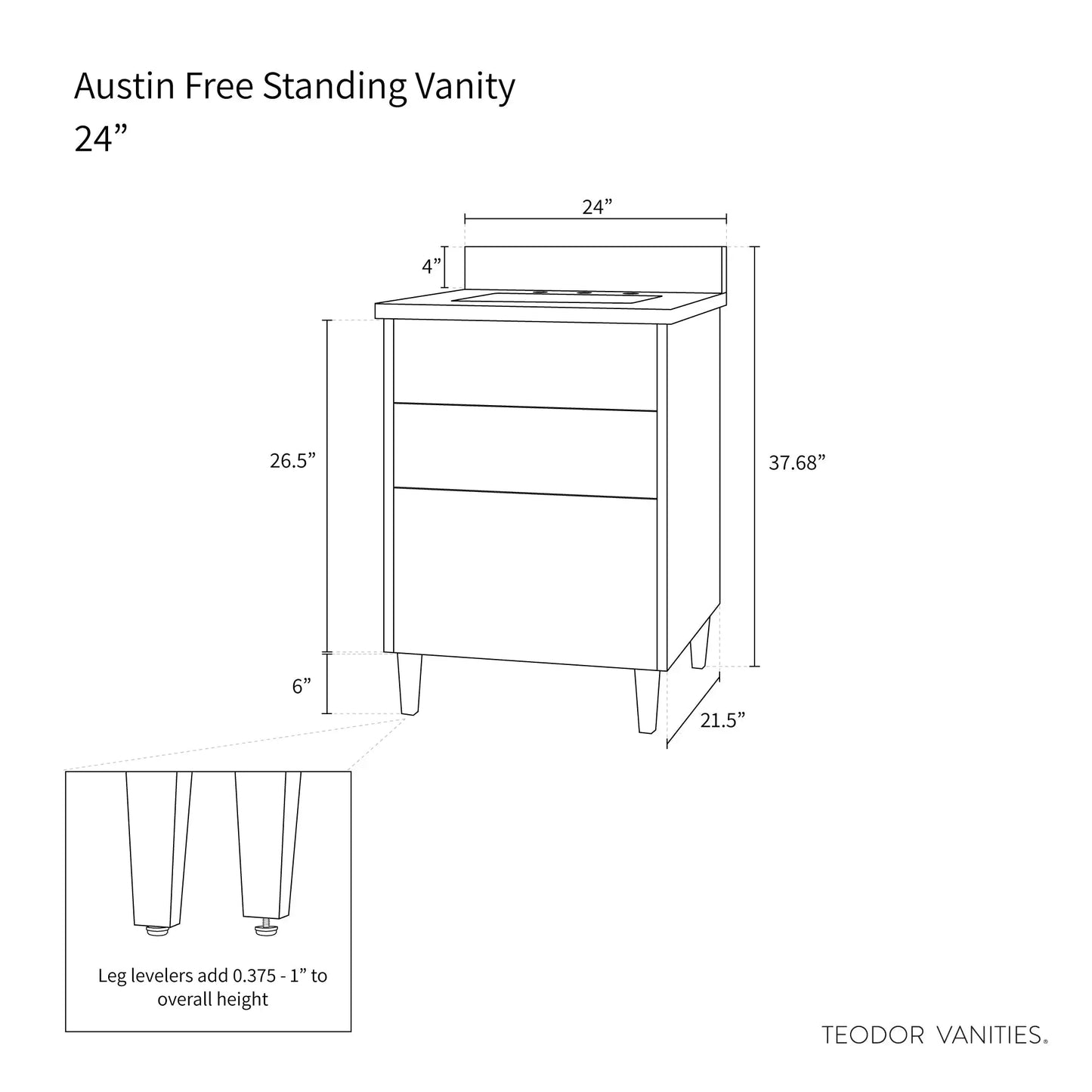 
                  
                    Austin 24" American Black Walnut Bathroom Vanity - Teodor Vanities United States
                  
                