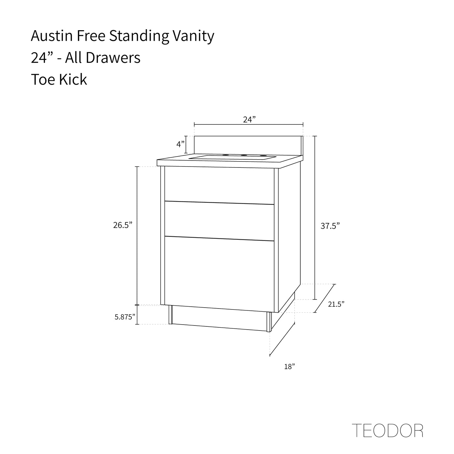 
                  
                    Austin 24" American Black Walnut Bathroom Vanity - Teodor Vanities United States
                  
                