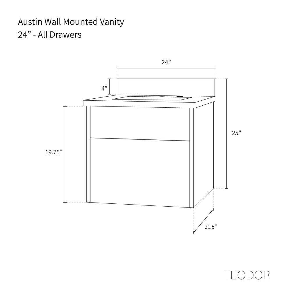 
                  
                    Austin 24" Wall Mount American Black Walnut Bathroom Vanity - Teodor Vanities United States
                  
                