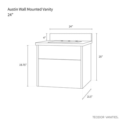 Austin 24" Wall Mount Gloss White Bathroom Vanity - Teodor Vanities United States